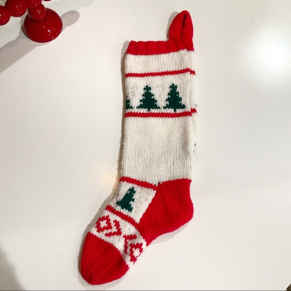 VTG Knit Christmas Stocking, personalized “Agnes”, Loon & Pine Trees - Picture 2 of 4